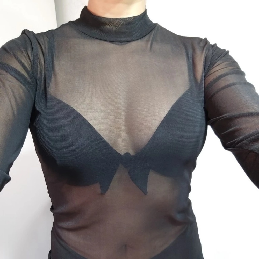 New with tags long sleeve sheer black shirt
